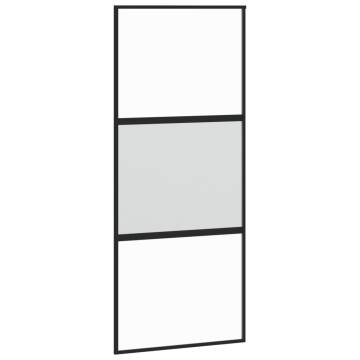 Sliding Door Black 90x205 cm Tempered Glass and Aluminium