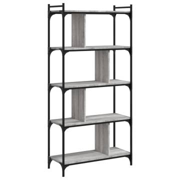 Bookcase 5-Tier Grey Sonoma 76x32x158 cm Engineered Wood