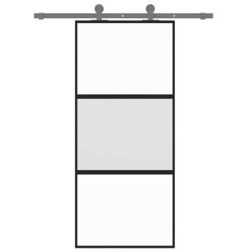 Sliding Door Black 90x205 cm Tempered Glass and Aluminium