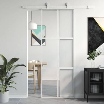 Sliding Door White 76x205 cm Tempered Glass and Aluminium