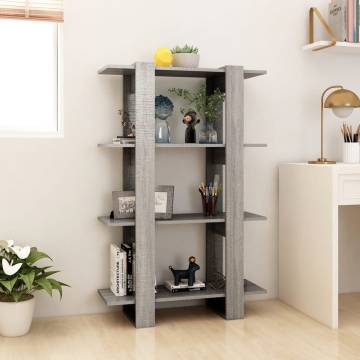 Book Cabinet/Room Divider Grey Sonoma 80x30x123.5 cm