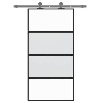 Sliding Door Black 102.5x205 cm Tempered Glass and Aluminium