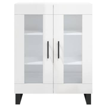 Highboard High Gloss White 69.5x34x180 cm Engineered Wood