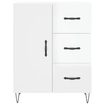 Highboard High Gloss White 69.5x34x180 cm Engineered Wood