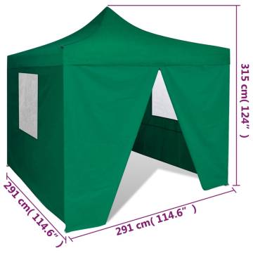 Foldable Tent 3x3 m with 4 Walls Green