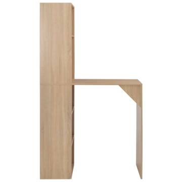 Bar Table with Cabinet Oak 115x59x200 cm