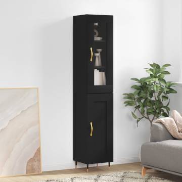 Highboard Black 34.5x34x180 cm Engineered Wood