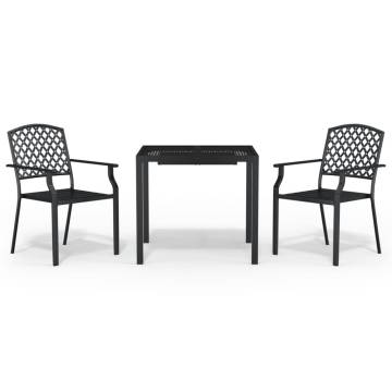 3 Piece Garden Dining Set Anthracite Steel