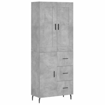 Highboard Concrete Grey 69.5x34x180 cm Engineered Wood