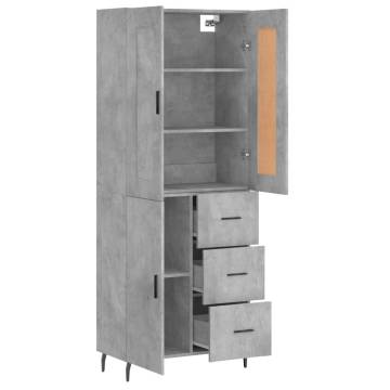 Highboard Concrete Grey 69.5x34x180 cm Engineered Wood