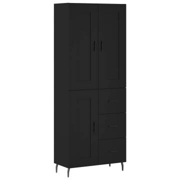 Highboard Black 69.5x34x180 cm Engineered Wood