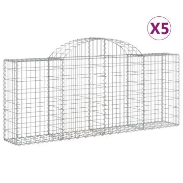 Arched Gabion Baskets 5 pcs 200x30x80/100 cm Galvanised Iron