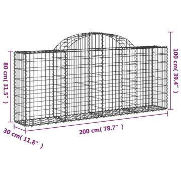 Arched Gabion Baskets 5 pcs 200x30x80/100 cm Galvanised Iron