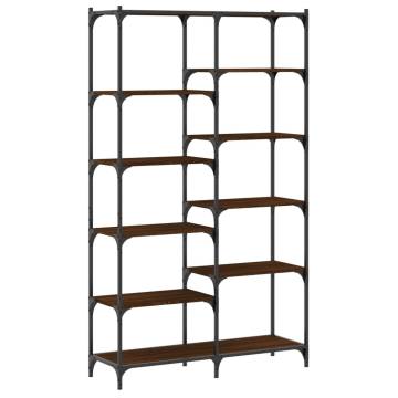 Bookshelf Brown Oak 100x32x170 cm Engineered Wood and Iron