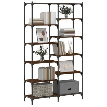 Bookshelf Brown Oak 100x32x170 cm Engineered Wood and Iron