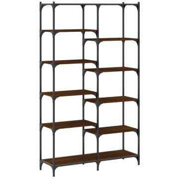 Bookshelf Brown Oak 100x32x170 cm Engineered Wood and Iron