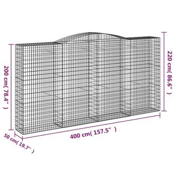 Arched Gabion Baskets 2 pcs 400x50x200/220 cm Galvanised Iron