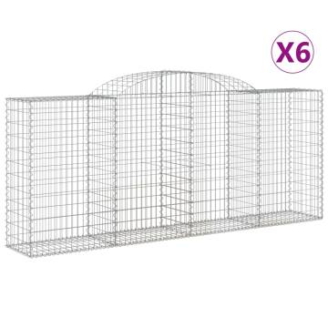 Arched Gabion Baskets 6 pcs 300x50x120/140 cm Galvanised Iron