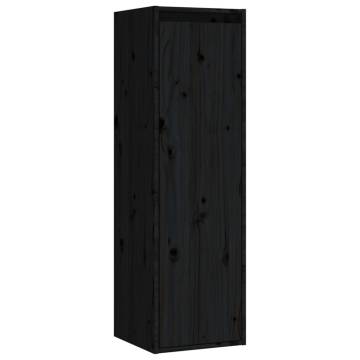 TV Cabinets 5 pcs Black Solid Wood Pine