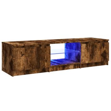 TV Cabinet with LED Lights Smoked Oak 140x40x35.5 cm