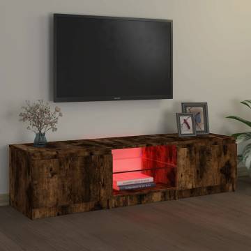 TV Cabinet with LED Lights Smoked Oak 140x40x35.5 cm