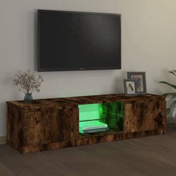 TV Cabinet with LED Lights Smoked Oak 140x40x35.5 cm