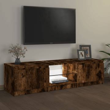 TV Cabinet with LED Lights Smoked Oak 140x40x35.5 cm