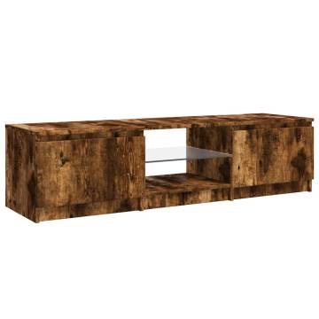 TV Cabinet with LED Lights Smoked Oak 140x40x35.5 cm