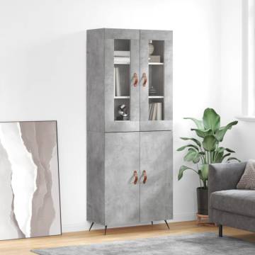 Highboard Concrete Grey 69.5x34x180 cm Engineered Wood