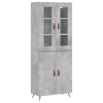 Highboard Concrete Grey 69.5x34x180 cm Engineered Wood