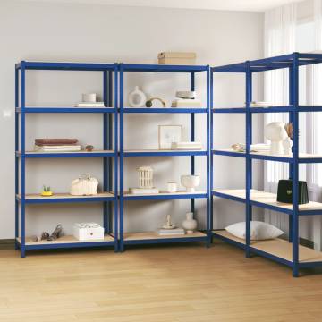 5-Layer Shelves 4 pcs Blue Steel&Engineered Wood