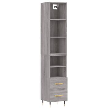 Highboard Grey Sonoma 34.5x34x180 cm Engineered Wood