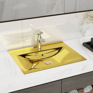 Wash Basin with Overflow 60x46x16 cm Ceramic Gold