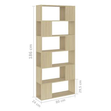 Book Cabinet Room Divider Sonoma Oak 80x24x186 cm Engineered Wood