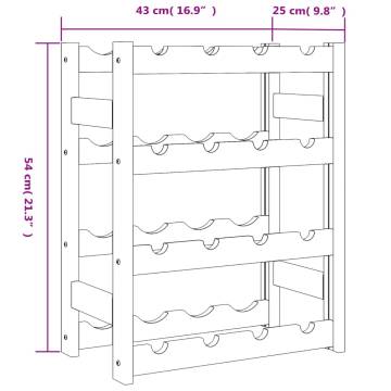 Wine Rack for 16 Bottles Brown Solid Wood Pine