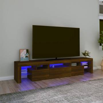 TV Cabinet with LED Lights Brown Oak 200x36.5x40 cm