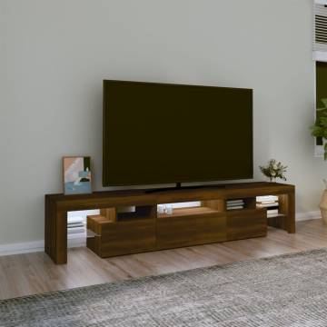 TV Cabinet with LED Lights Brown Oak 200x36.5x40 cm