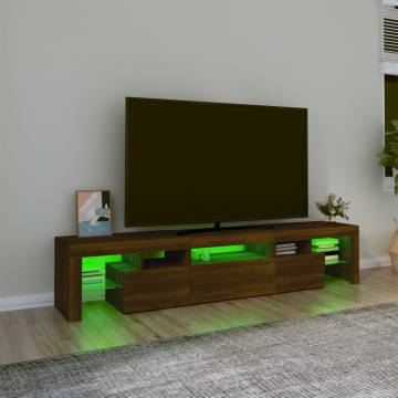 TV Cabinet with LED Lights Brown Oak 200x36.5x40 cm