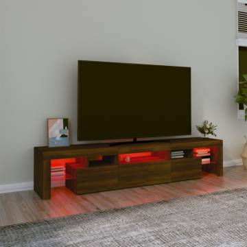 TV Cabinet with LED Lights Brown Oak 200x36.5x40 cm