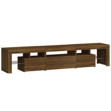 TV Cabinet with LED Lights Brown Oak 200x36.5x40 cm