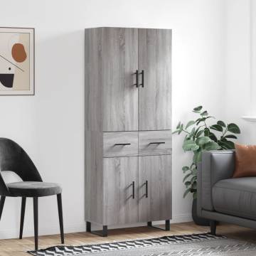 Highboard Grey Sonoma 69.5x34x180 cm Engineered Wood