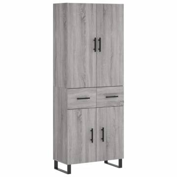 Highboard Grey Sonoma 69.5x34x180 cm Engineered Wood