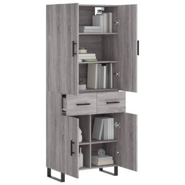 Highboard Grey Sonoma 69.5x34x180 cm Engineered Wood