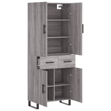 Highboard Grey Sonoma 69.5x34x180 cm Engineered Wood