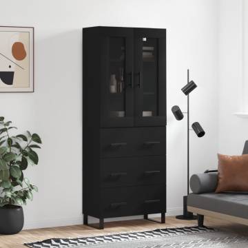 Highboard Black 69.5x34x180 cm Engineered Wood