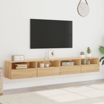 TV Wall Cabinets 2 pcs Sonoma Oak 100x30x30 cm Engineered Wood