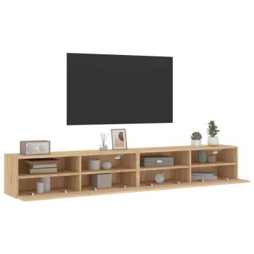 TV Wall Cabinets 2 pcs Sonoma Oak 100x30x30 cm Engineered Wood