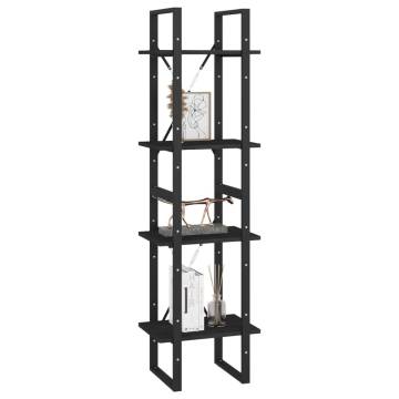 4-Tier Book Cabinet Black 40x30x140 cm Solid Pine Wood