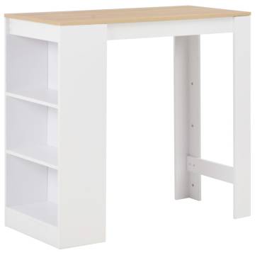 Bar Table with Shelf White 110x50x103 cm