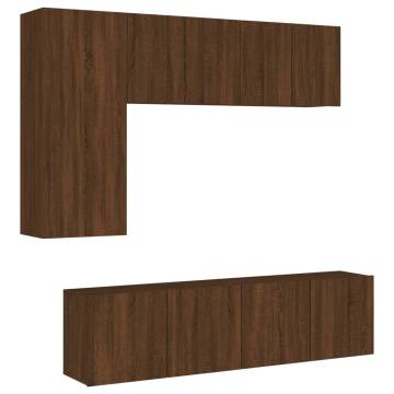 5 Piece TV Wall Units Brown Oak Engineered Wood